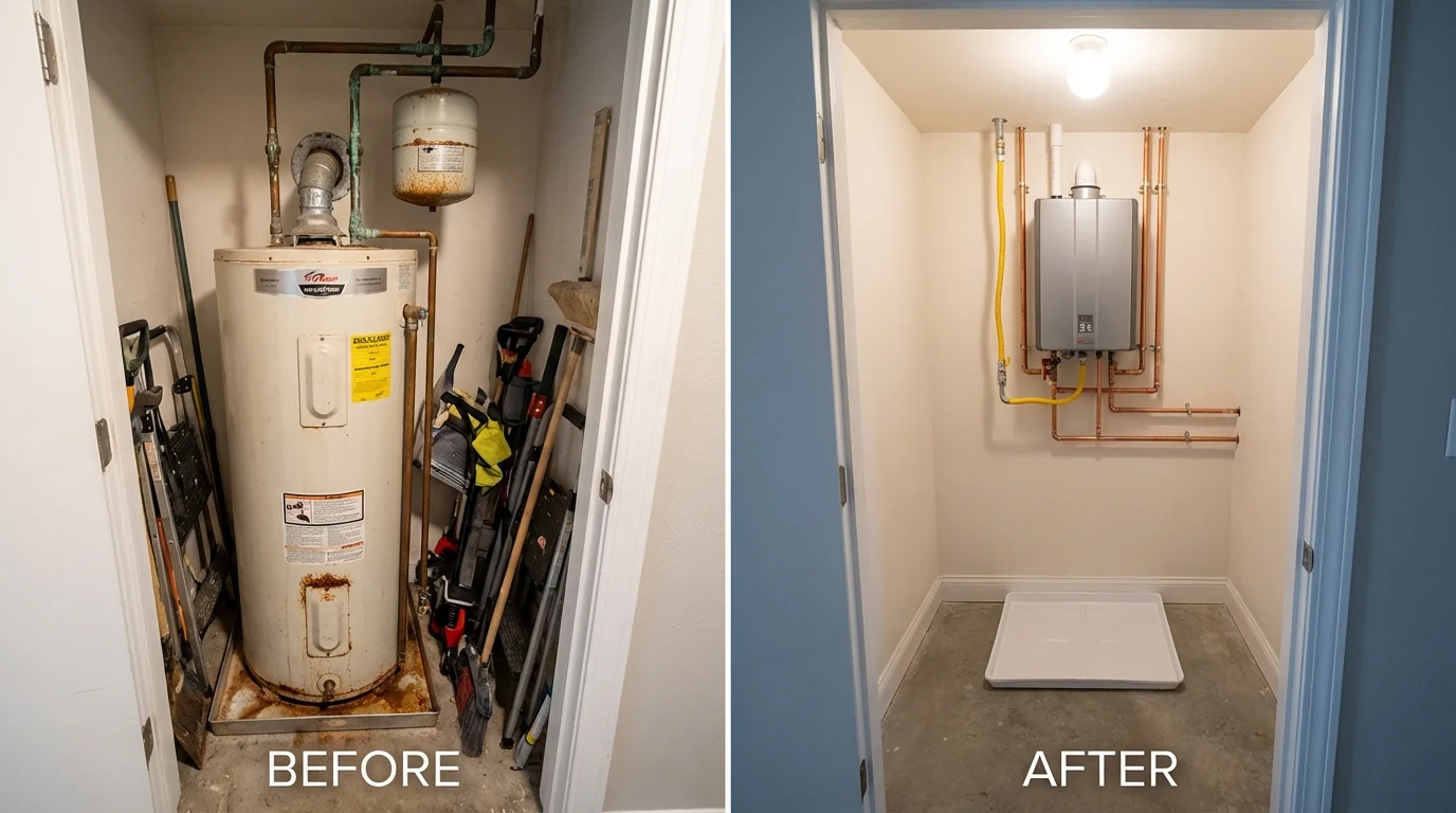 Tank water heater versus wall-mounted tankless unit comparison for Monroe, MI homeowners